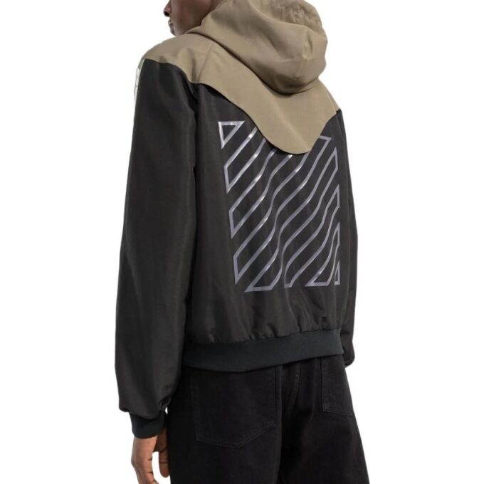 Off-White Herre SS22 Splicing Kontrastfarger Uformell hettejakke Versjon Khaki
