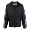 Off-White Herre SS22 Splicing Retro Sports Logo Jacquard Glidelåsjakke med hette Svart