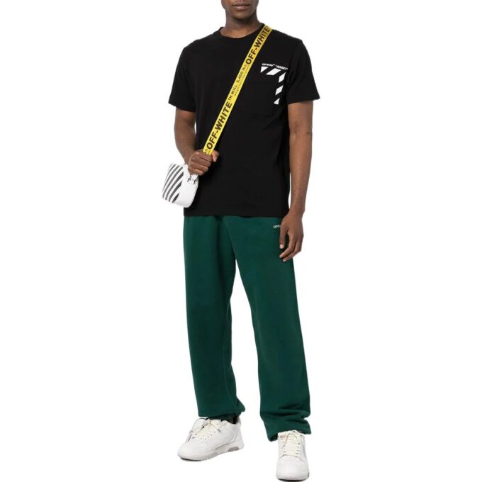 Off-White Herre SS22 Stripe Alfabet-trykk Shorts Kortærmet versjon Svart