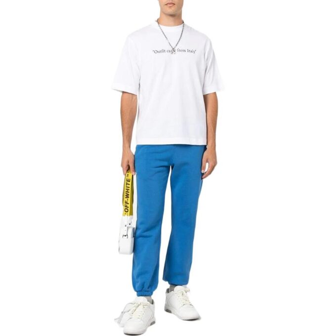 Off-White Herre SS22 Stripe Logo-trykk Casual Sportsbukser/Joggebukser Blå