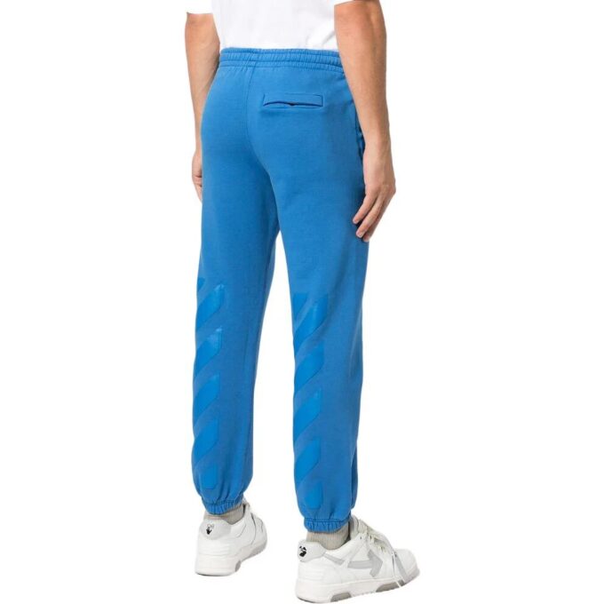 Off-White Herre SS22 Stripe Logo-trykk Casual Sportsbukser/Joggebukser Blå