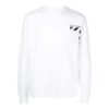 Off-White Herre SS22 Stripe Logo-trykk Pullover Rund hals Langermet Hvit T-skjorte
