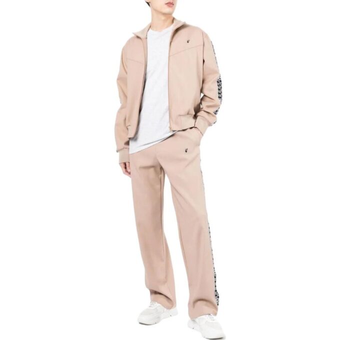 Off-White Herre SS22 Stripe Splicing Høy Krage Glidelås Langermet Versjon Khaki Jakke