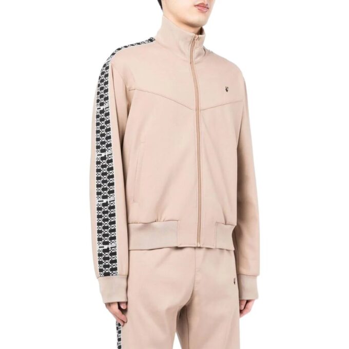 Off-White Herre SS22 Stripe Splicing Høy Krage Glidelås Langermet Versjon Khaki Jakke
