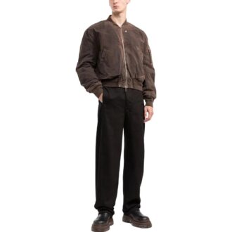 Off-White Herre SS22 Stripe-trykk Glidelås Langermet jakke Løs passform Brun