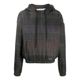 Off-White Herre SS22 Stripet hettegenser med lange ermer, svart