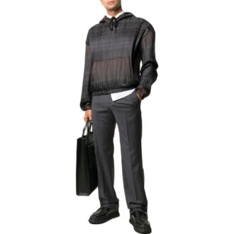 Off-White Herre SS22 Stripet hettegenser med lange ermer, svart
