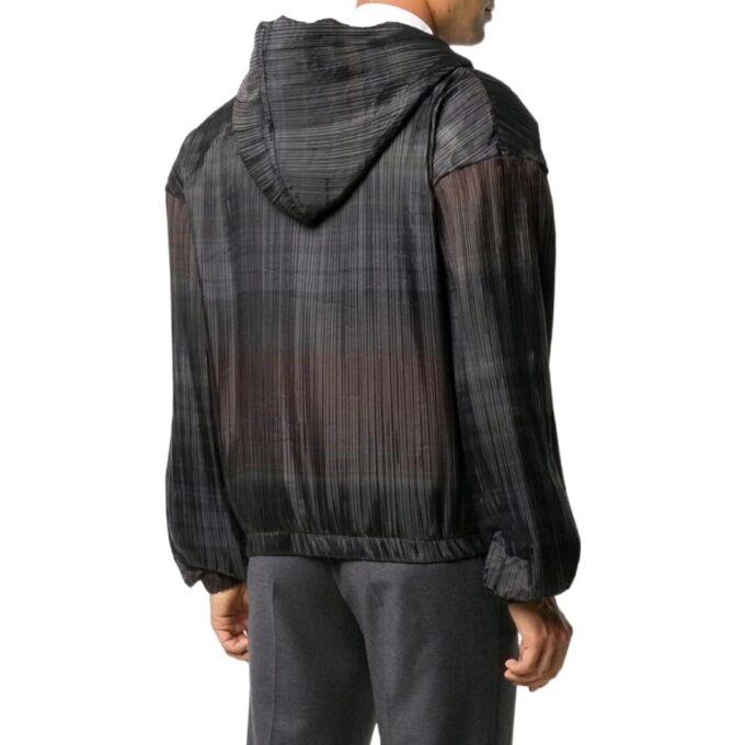 Off-White Herre SS22 Stripet hettegenser med lange ermer, svart