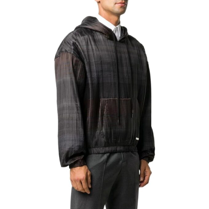 Off-White Herre SS22 Stripet hettegenser med lange ermer, svart