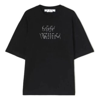 Off-White Herre SS22 T-skjorte med pilmønster, rund hals, korte ermer og løs passform, svart