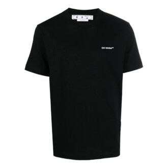 Off-White Herre SS22 T-skjorte med trykk på ryggen, shorts, korte ermer, svart