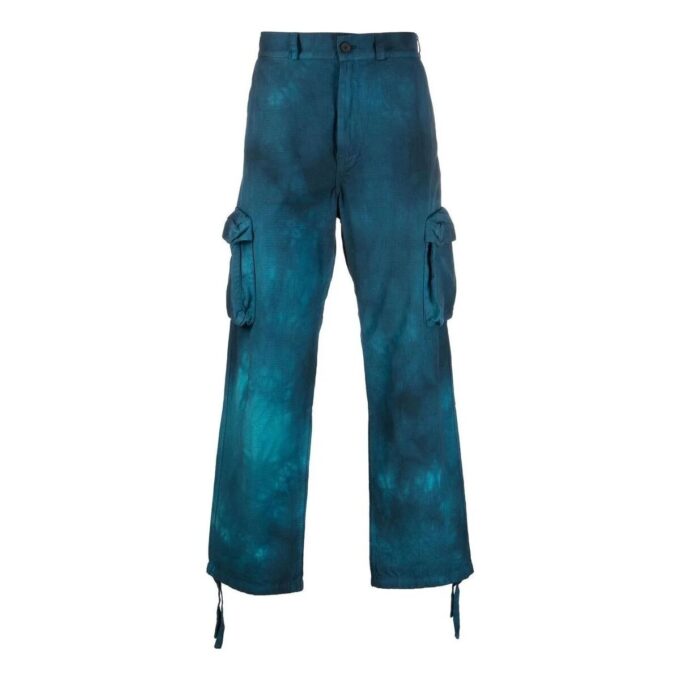 Off-White Herre SS22 Tie Dye Cargo Casual Lange bukser/bukser Blå