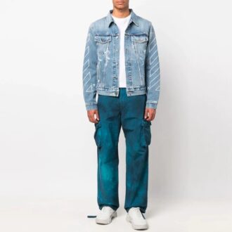 Off-White Herre SS22 Tie Dye Cargo Casual Lange bukser/bukser Blå