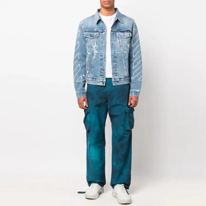 Off-White Herre SS22 Tie Dye Cargo Casual Lange bukser/bukser Blå