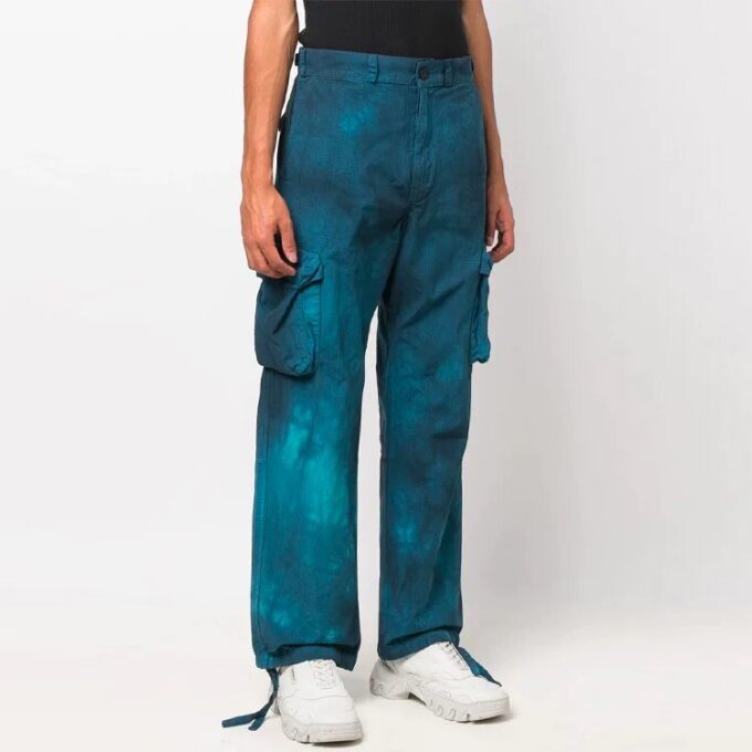 Off-White Herre SS22 Tie Dye Cargo Casual Lange bukser/bukser Blå