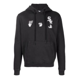 Off-White Herre SS22 Trykk, hette, langermet versjon, svart