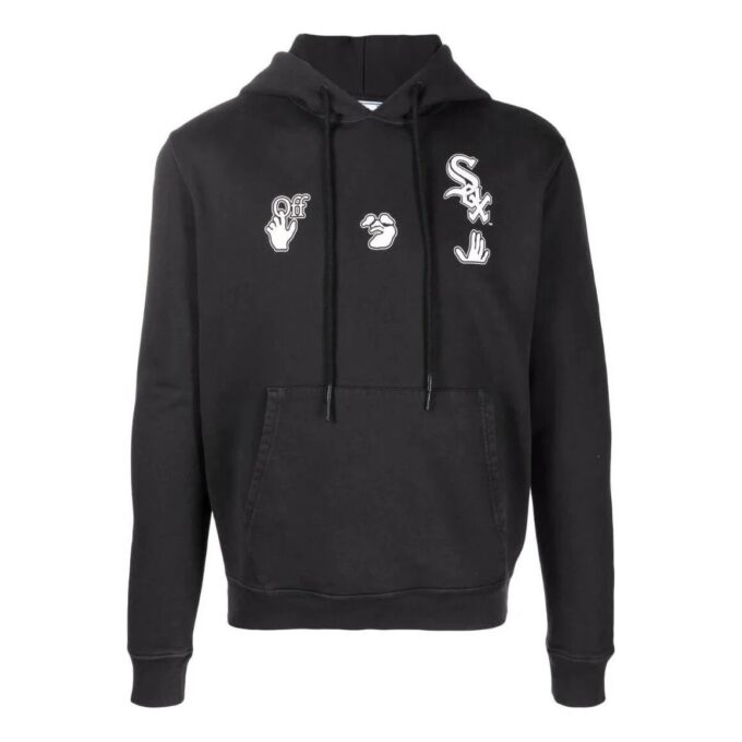 Off-White Herre SS22 Trykk, hette, langermet versjon, svart