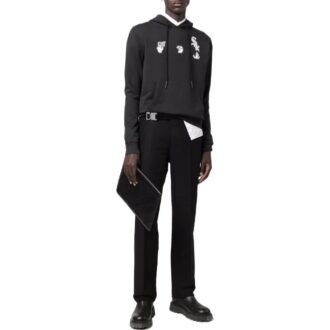 Off-White Herre SS22 Trykk, hette, langermet versjon, svart