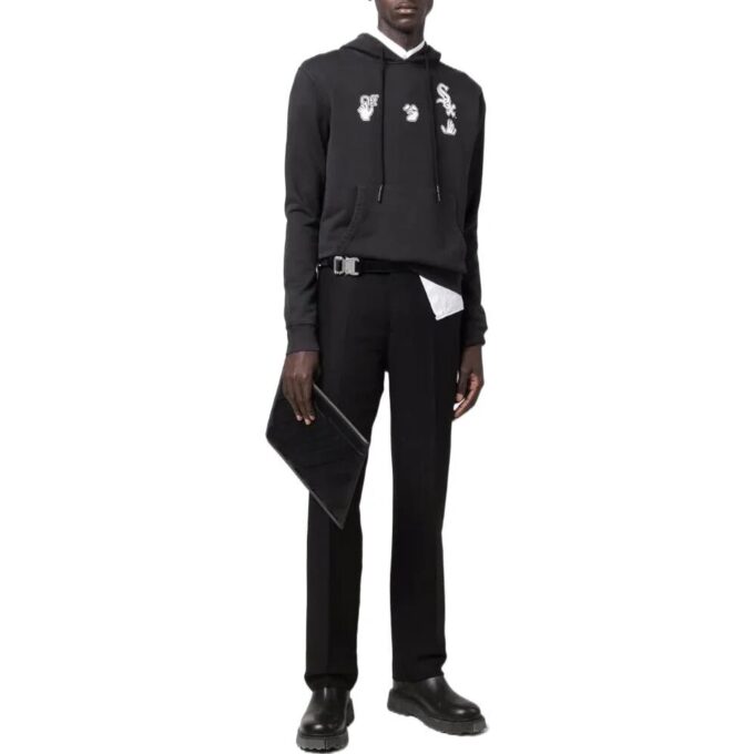 Off-White Herre SS22 Trykk, hette, langermet versjon, svart