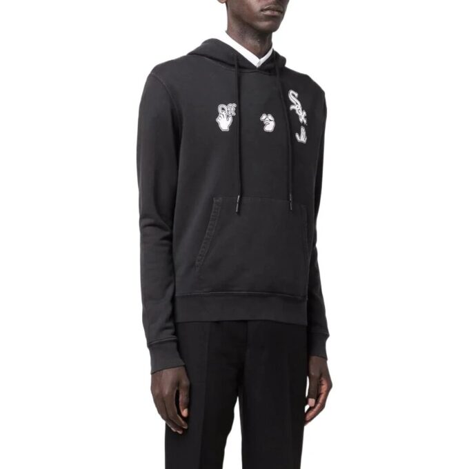 Off-White Herre SS22 Trykk, hette, langermet versjon, svart