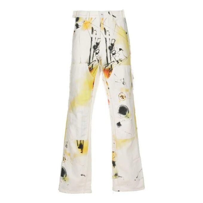 Off-White Herre SS22 Trykk Rett Casual Bukser/Løs Passform