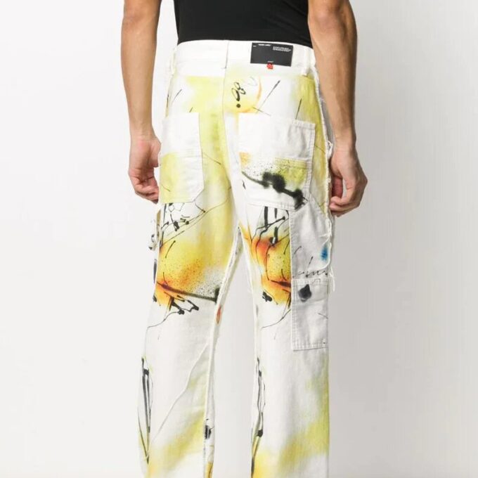 Off-White Herre SS22 Trykk Rett Casual Bukser/Løs Passform