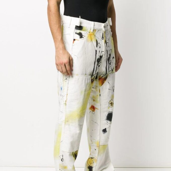 Off-White Herre SS22 Trykk Rett Casual Bukser/Løs Passform