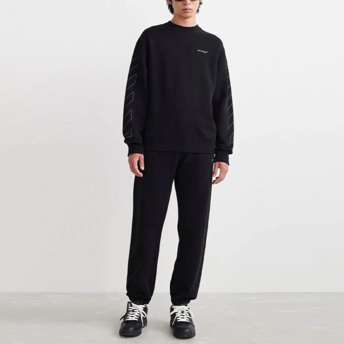Off-White Herre SS22 Trykk Rundhalset Svart