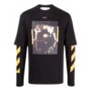 Off-White Herre SS22 Trykt Rundhalset Langermet Versjon Svart T-skjorte