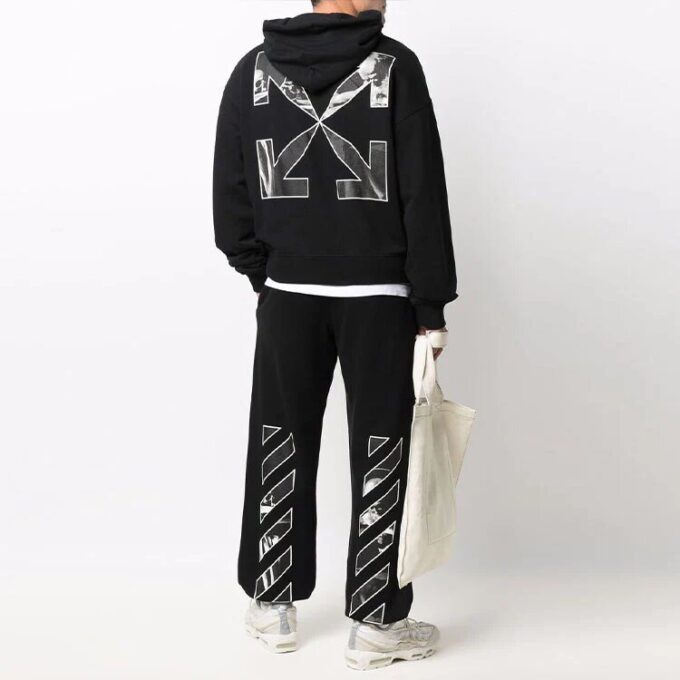 Off-White Herre SS22 Trykte, rette, løse, uformelle lange bukser/skjørt Svart