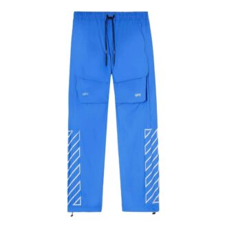 Off-White Herre SS22 Trykte snøringsbukser/bukser Blå