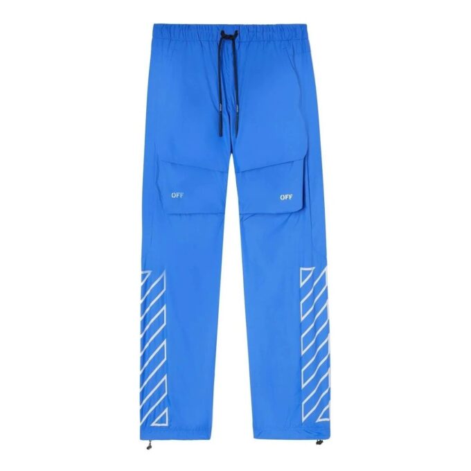 Off-White Herre SS22 Trykte snøringsbukser/bukser Blå
