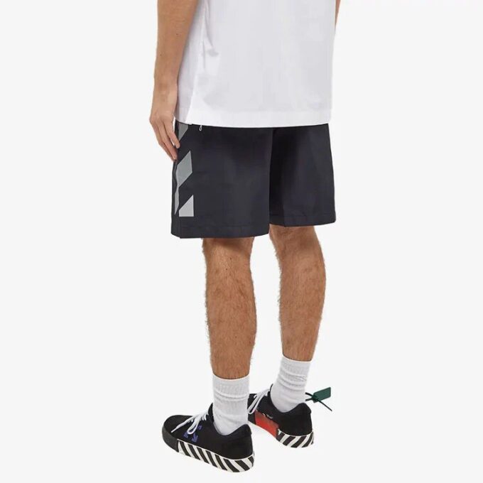 Off-White Herre SS22 Twill-trykk Elastisk linning Rette shorts Vanlig versjon Svart
