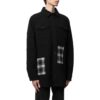 Off-White Herre SS22-versjon med logo-trykk, rutete jakke med lommer og revers, svart
