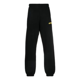 Off-White Herre Stripe Logo-trykk Casual Sportsbukser/Joggebukser Svart