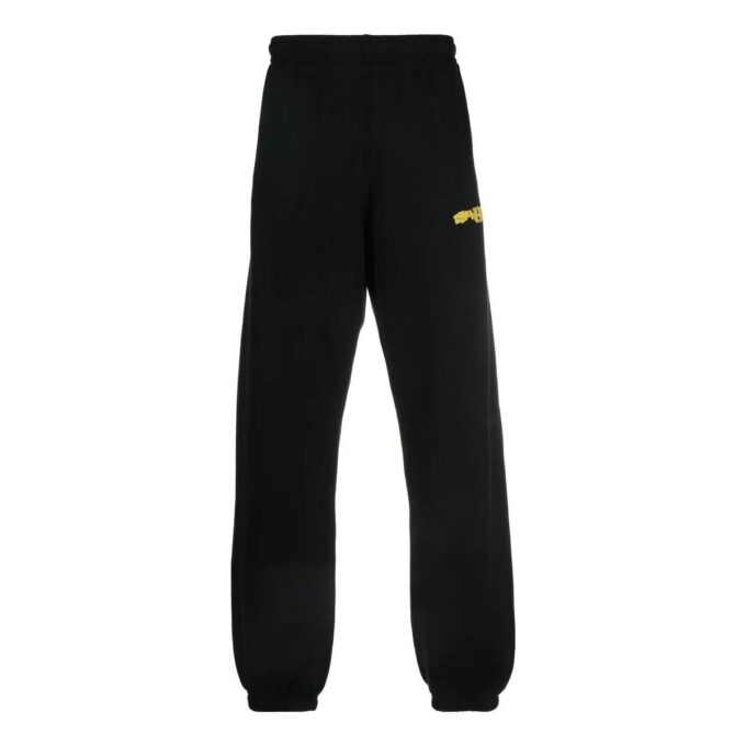 Off-White Herre Stripe Logo-trykk Casual Sportsbukser/Joggebukser Svart