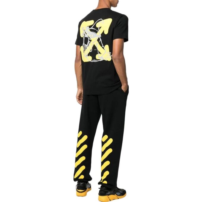 Off-White Herre Stripe Logo-trykk Casual Sportsbukser/Joggebukser Svart