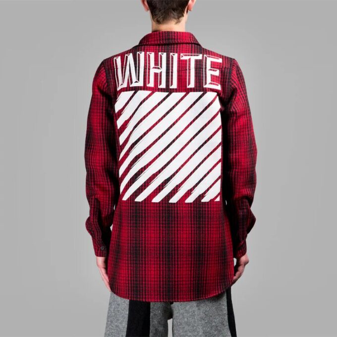 Off-White Herre Stripe Plaid Rød Skjorte