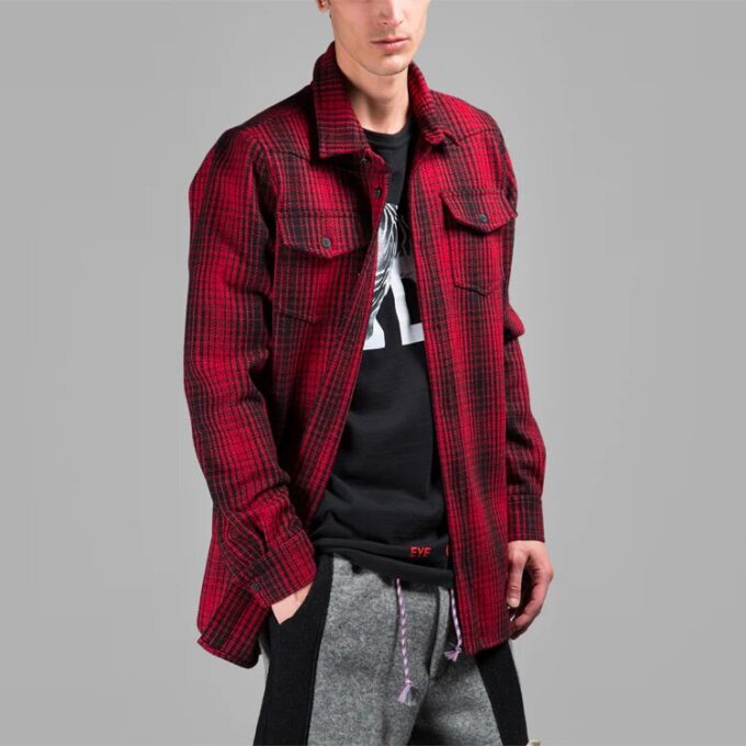 Off-White Herre Stripe Plaid Rød Skjorte