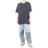 Off-White Herre Stripe Printing Short Sleeve Loose Fit Navy Blue T-Shirt