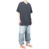 Off-White Herre Stripe Printing Short Sleeve Loose Fit Navy Blue T-Shirt