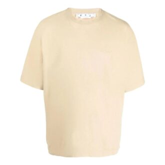 Off-White Herre Stripe Rundhalset Short Sleeve Beige T-skjorte