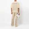 Off-White Herre Stripe Rundhalset Short Sleeve Beige T-skjorte