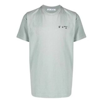 Off-White Herre T-skjorte i bomull med brodert logo, kort erme, grønn