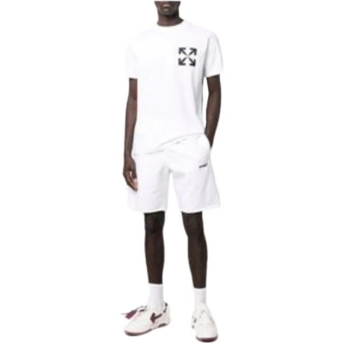 Off-White Herre-T-skjorte i bomull med kort erme og pilemønster