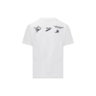 Off-White Herre-T-skjorte i bomull med trykk, korte ermer, hvit