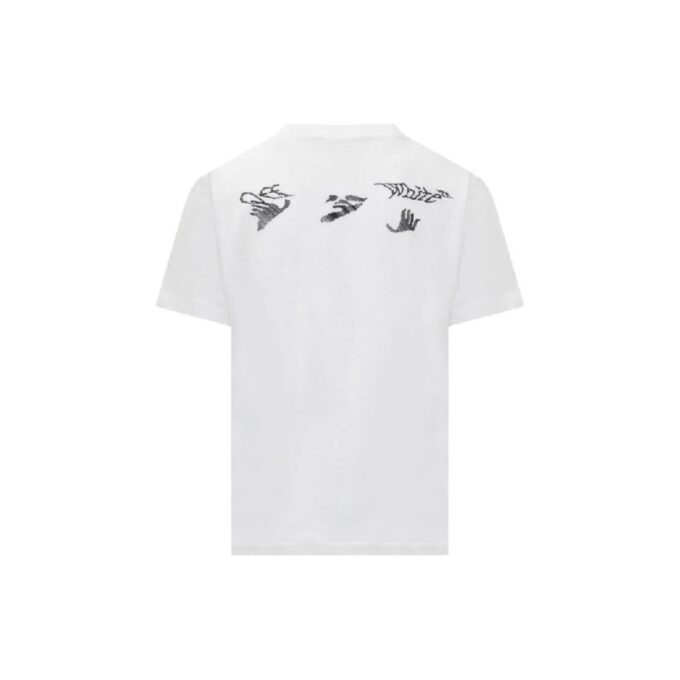 Off-White Herre-T-skjorte i bomull med trykk, korte ermer, hvit