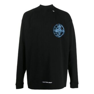 Off-White herre-T-skjorte med 3D-alfabetmønster, lange ermer, svart