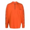 Off-White Herre-T-skjorte med abstrakt logo-trykk, halv glidelås, rund hals og løs passform, oransje