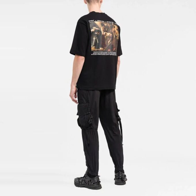 Off-White Herre T-skjorte med alfabet-trykk, casual, rett snitt, korte ermer, hvit